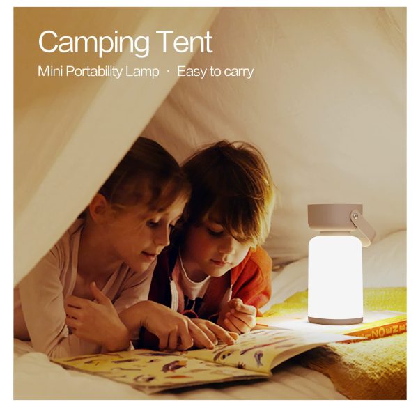 Yellow-brown Rechargeable Portable Camping Lantern - Lightweight LED Tent Light with Handle - Image 3