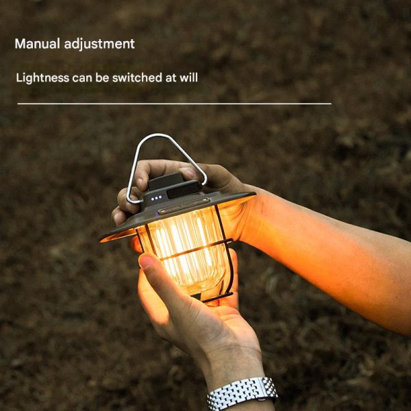 Black Vintage LED Camping Lantern - Rechargeable, Stepless Dimming, Power Bank - Image 5