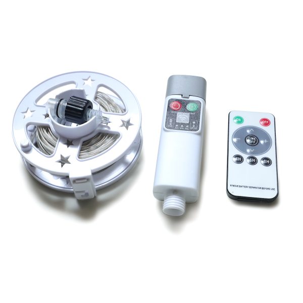 (200 lights warm white at 20 meters) Camping tent light kit - rechargeable power bank, spool light string, remote control - Image 2