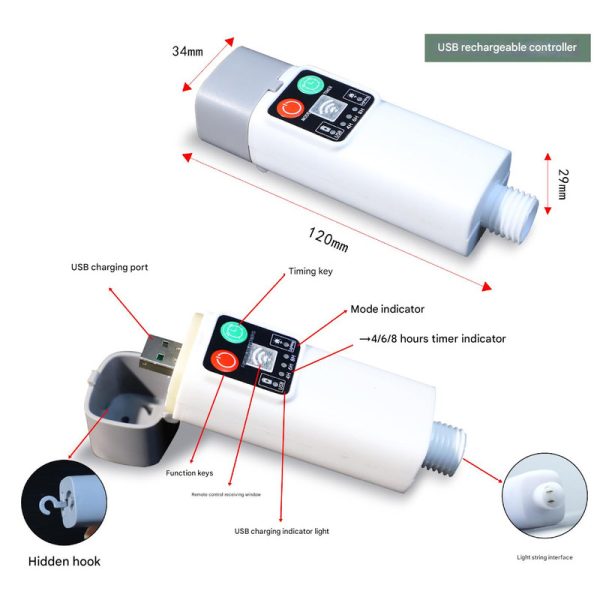 (200 lights warm white at 20 meters) Camping tent light kit - rechargeable power bank, spool light string, remote control - Image 3