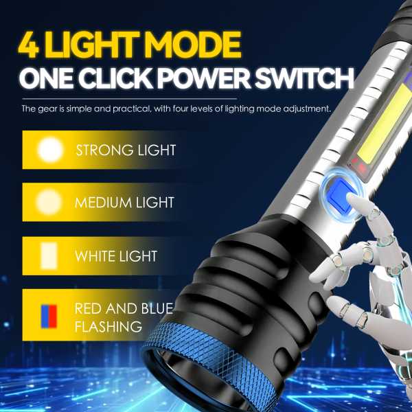 Brillar 200 Lumen USB Rechargeable Multifunction Flashlight - Image 3