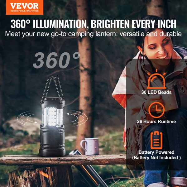VEVOR LED Camping Lanterns Collapsible Battery Powered Flashlights Set of 4 - Image 2