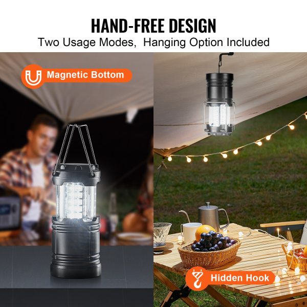 VEVOR LED Camping Lanterns Collapsible Battery Powered Flashlights Set of 4 - Image 3
