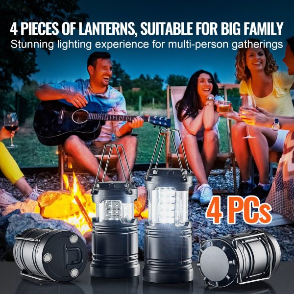 VEVOR LED Camping Lanterns Collapsible Battery Powered Flashlights Set of 4 - Image 5