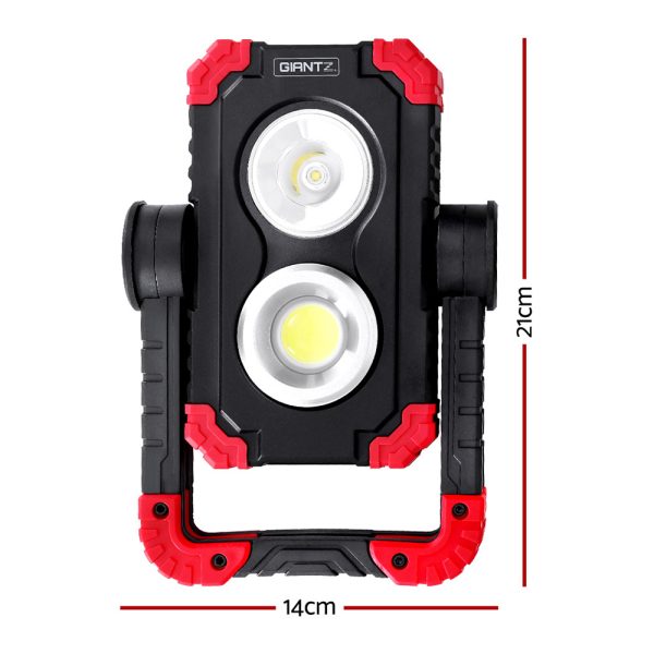 Giantz Work Light Rechargeable Torch USB Cordless LED Lamp Rotation Folding - Image 2