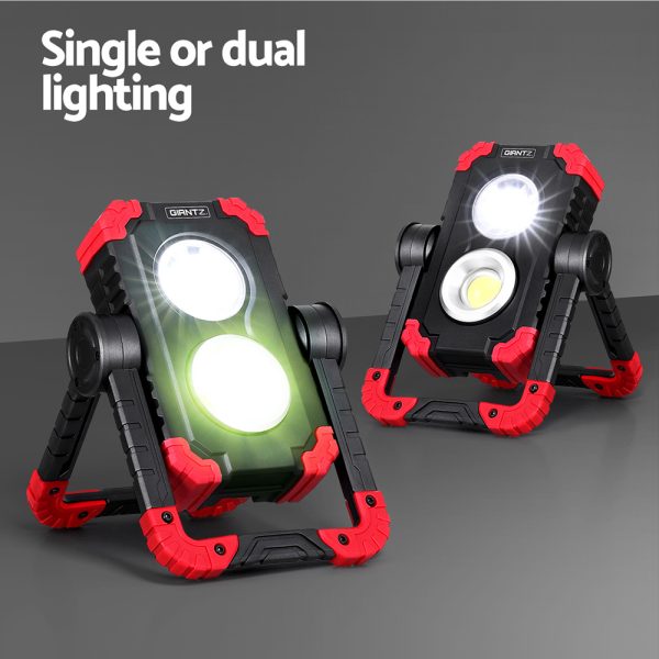 Giantz Work Light Rechargeable Torch USB Cordless LED Lamp Rotation Folding - Image 4