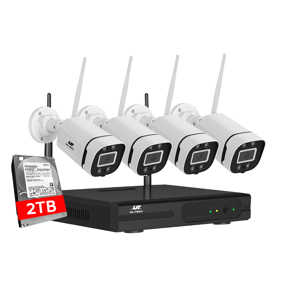 UL-tech Wireless CCTV Security System 8CH NVR 3MP 4 Square Cameras 2TB - Image 1