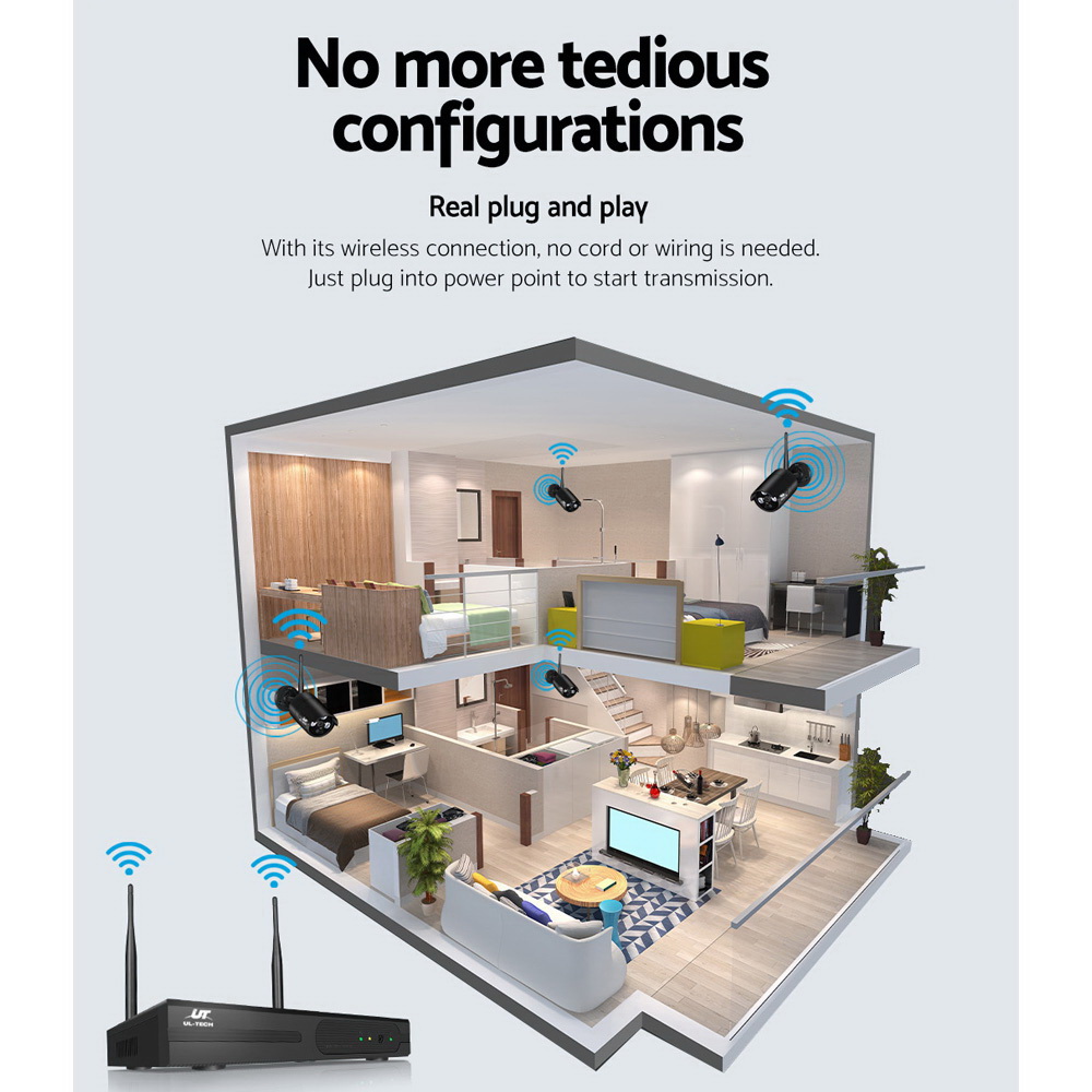 UL-tech Wireless CCTV Security System 8CH NVR 3MP 6 Bullet Cameras - Image 5