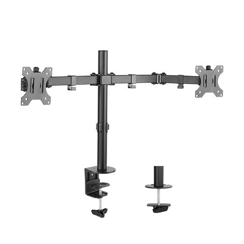 Brateck Dual Monitor Screens Economical Double Joint Articulating Steel Monitor Arm fit Most 13ÃÃ-32ÃÃ Monitors Up to 8kg per screen, 360°Screen Rotation