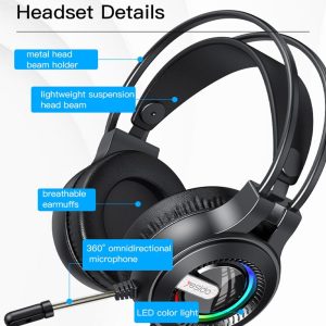 Rgb Gaming Earphones With Head-Mounted Design - Image 4