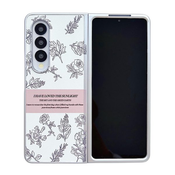 For Samsung Galaxy Z Fold4 5G Floral Sketch Pearlescent Pc Case