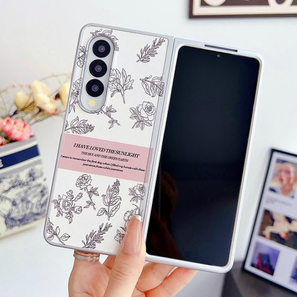 For Samsung Galaxy Z Fold4 5G Floral Sketch Pearlescent Pc Case