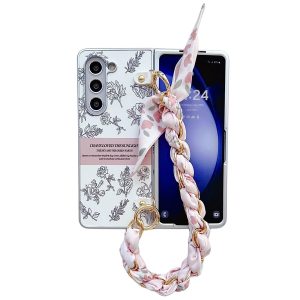 For Samsung Galaxy Z Fold4 5G Pearlescent Paint Pc Case With Diy Scarf Bracelet - Fold 4 - Image 2