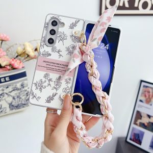 For Samsung Galaxy Z Fold4 5G Pearlescent Paint Pc Case With Diy Scarf Bracelet - Fold 4 - Image 3