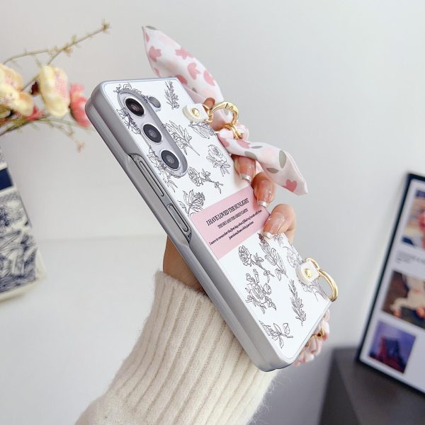 For Samsung Galaxy Z Fold4 5G Pearlescent Paint Pc Case With Diy Scarf Bracelet - Fold 4