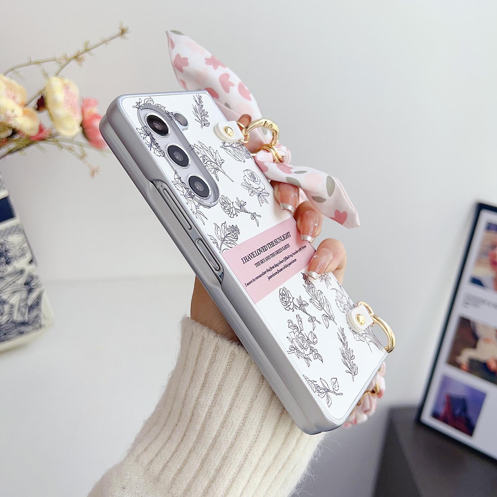 For Samsung Galaxy Z Fold4 5G Pearlescent Paint Pc Case With Diy Scarf Bracelet - Fold 4 - Image 4