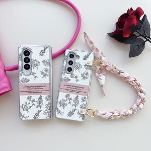 For Samsung Galaxy Z Fold4 5G Pearlescent Paint Pc Case With Diy Scarf Bracelet - Fold 4 - Image 7