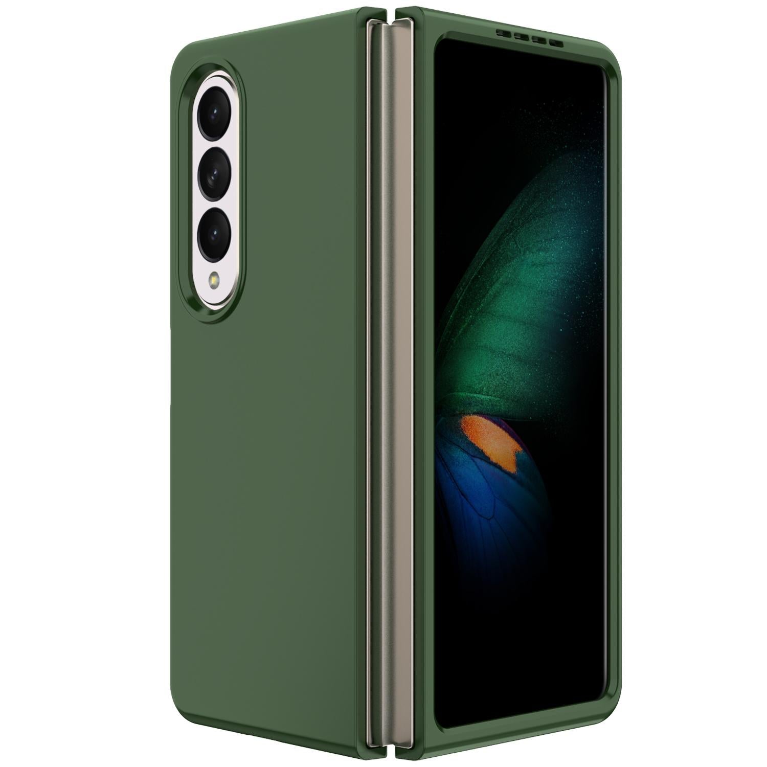 For Samsung Galaxy Z Fold4 5G Foldable Pc Case - Solid Colour - Dark Green - Image 2