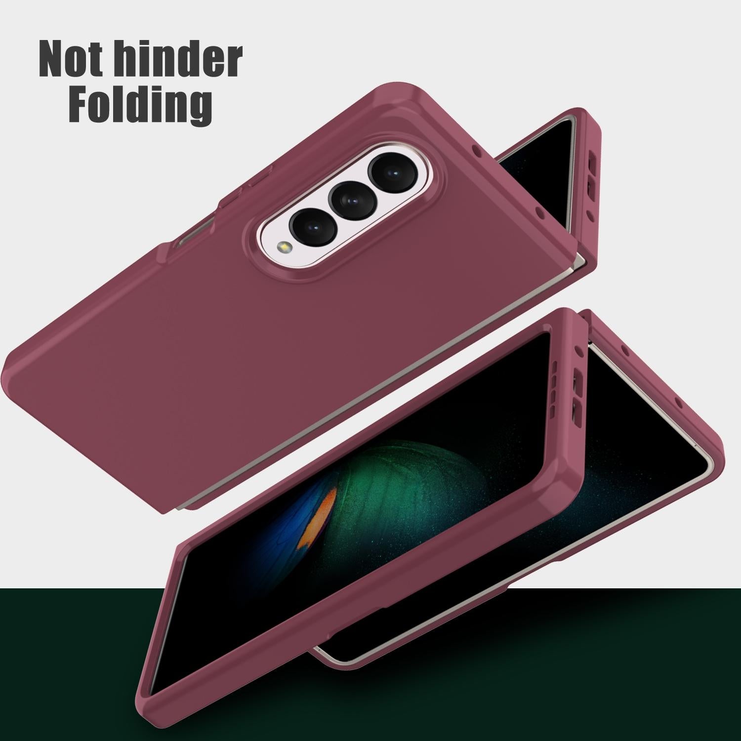 For Samsung Galaxy Z Fold4 5G Foldable Pc Case - Solid Colour - Dark Green - Image 10