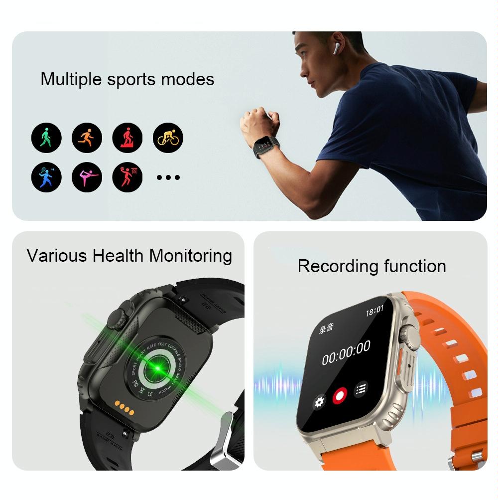 Ip68 Waterproof Bluetooth Smart Watch Health Monitor - Orange - Image 10