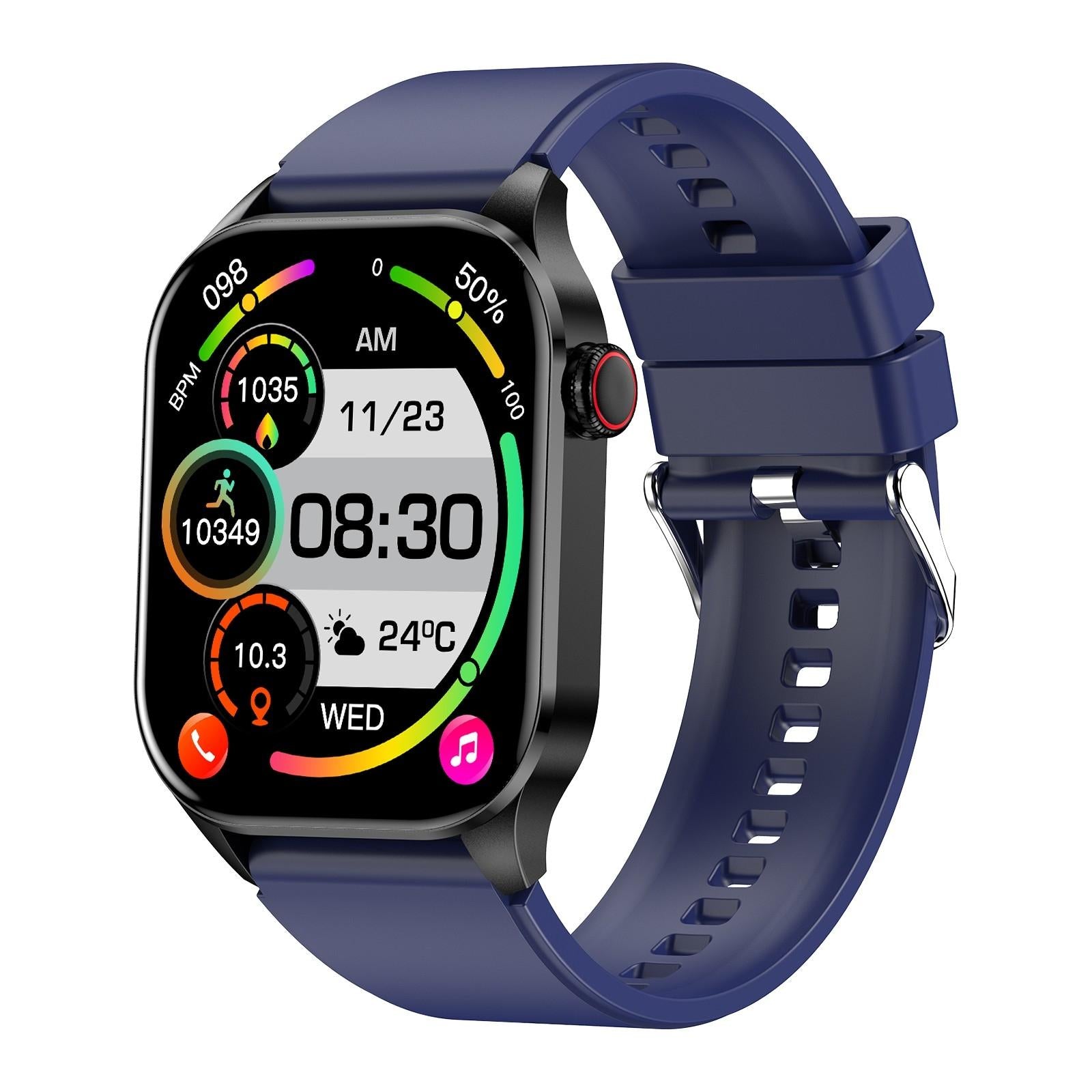 Waterproof Smart Watch With Bluetooth And Blood Oxygen Monitoring - Ip68 - Blue - Image 1