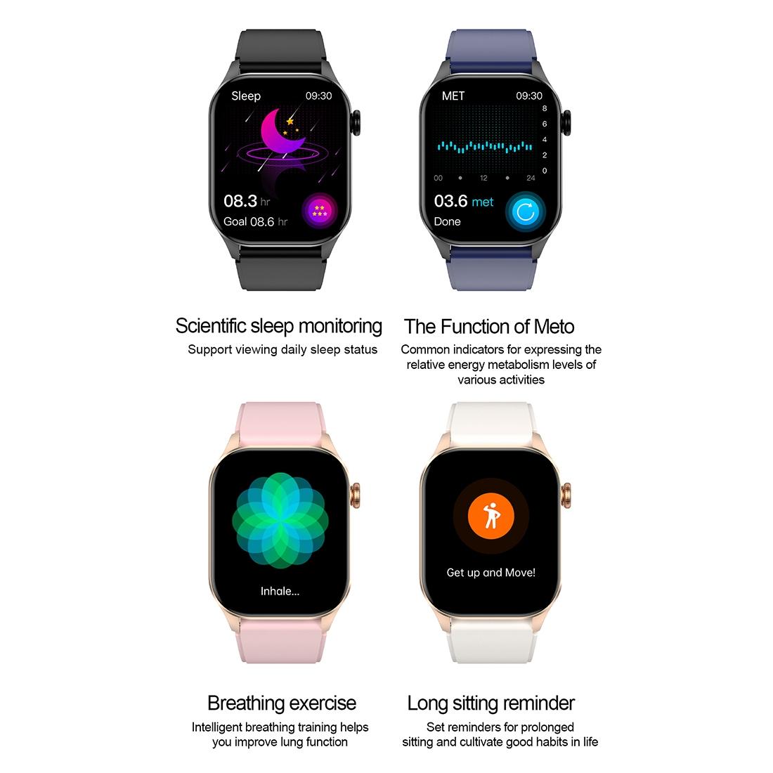 Waterproof Smart Watch With Bluetooth And Blood Oxygen Monitoring - Ip68 - Blue - Image 5