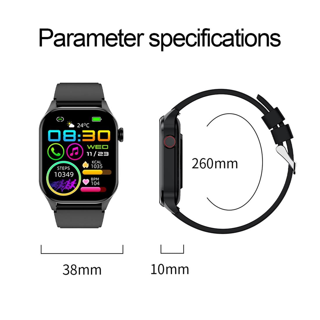 Waterproof Smart Watch With Bluetooth And Blood Oxygen Monitoring - Ip68 - Blue - Image 9
