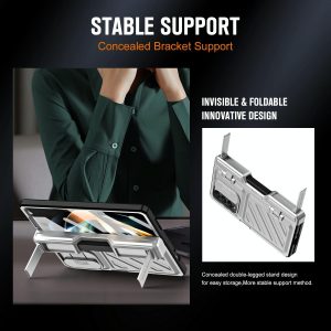 For Samsung Galaxy Z Fold4 5G Shockproof Tpu Pc Case With Pen - Silver - Image 2