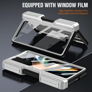 For Samsung Galaxy Z Fold4 5G Shockproof Tpu Pc Case With Pen - Silver - Image 3