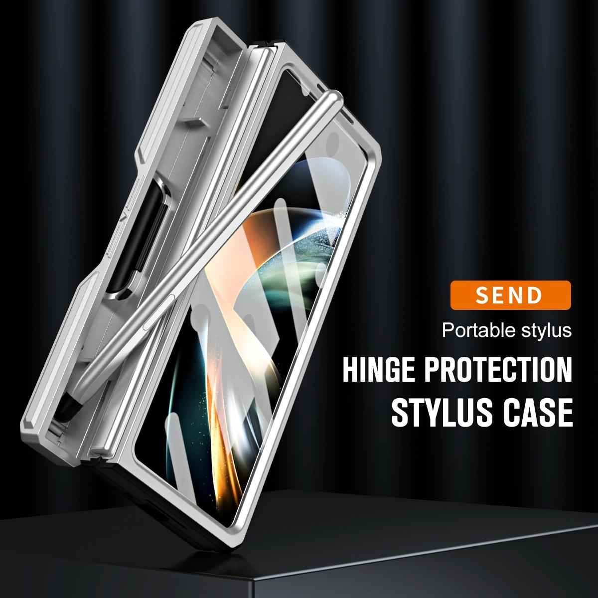 For Samsung Galaxy Z Fold4 5G Shockproof Tpu Pc Case With Pen - Silver - Image 6