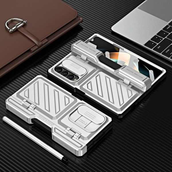 For Samsung Galaxy Z Fold4 5G Shockproof Tpu Pc Case With Pen - Silver