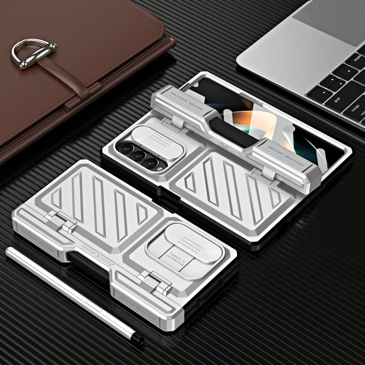 For Samsung Galaxy Z Fold4 5G Shockproof Tpu Pc Case With Pen - Silver - Image 7