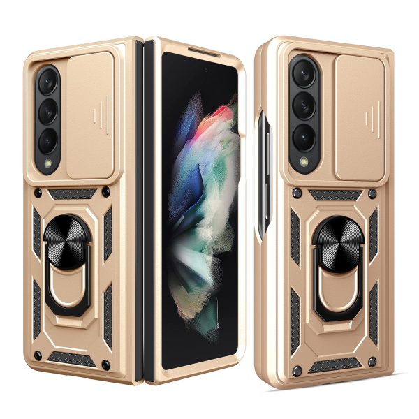 For Samsung Galaxy Z Fold4 5G Tpu Pc Case With Sliding Camera Cover - Gold