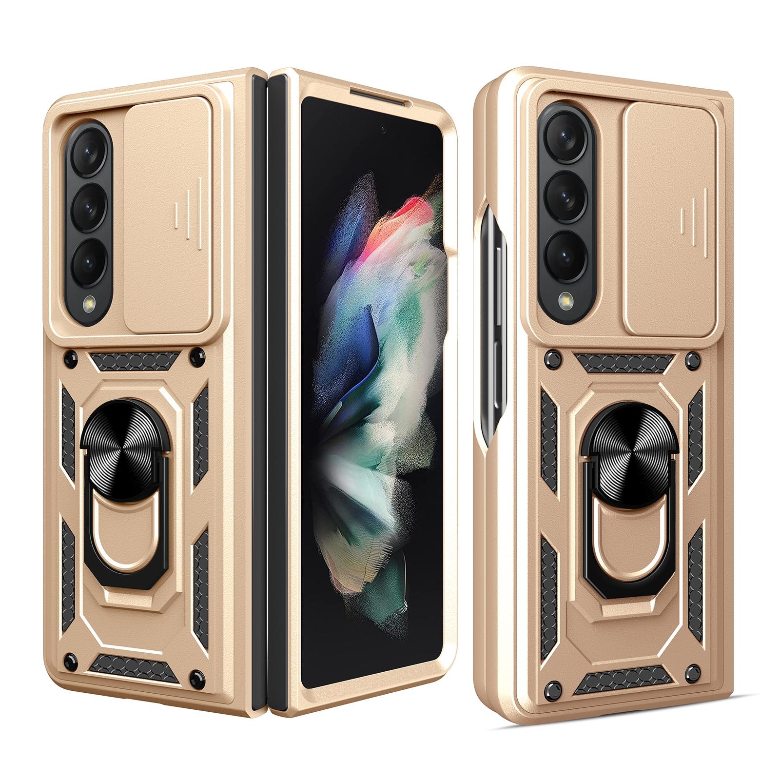 For Samsung Galaxy Z Fold4 5G Tpu Pc Case With Sliding Camera Cover - Gold - Image 2