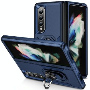 For Samsung Galaxy Z Fold4 5G Shockproof Case With Holder - Pc Tpu - Blue - Image 2