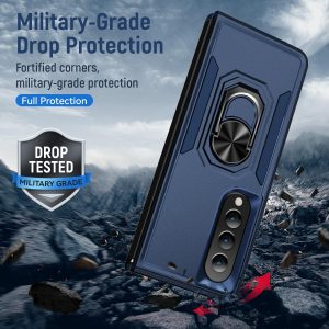 For Samsung Galaxy Z Fold4 5G Shockproof Case With Holder - Pc Tpu - Blue - Image 3