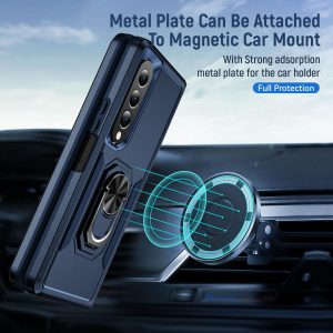 For Samsung Galaxy Z Fold4 5G Shockproof Case With Holder - Pc Tpu - Blue - Image 4