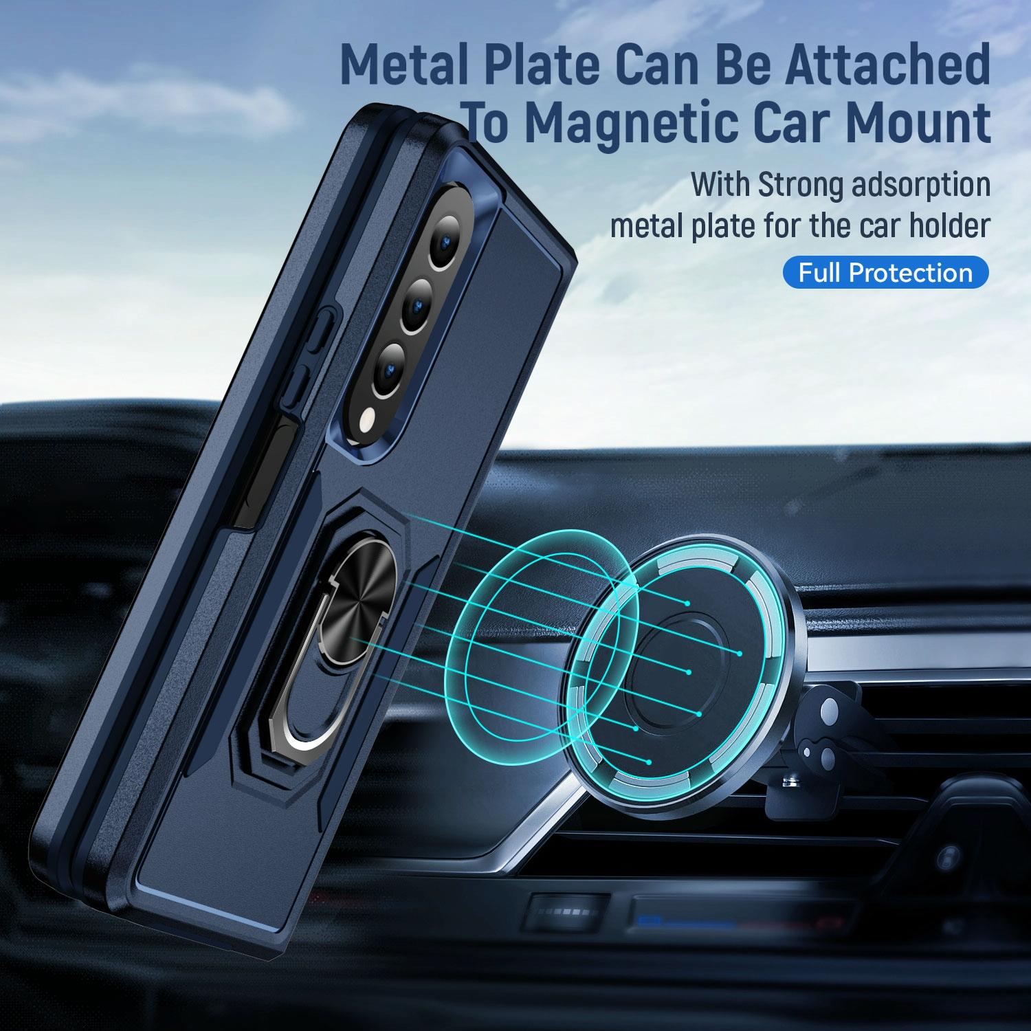 For Samsung Galaxy Z Fold4 5G Shockproof Case With Holder - Pc Tpu - Blue - Image 4