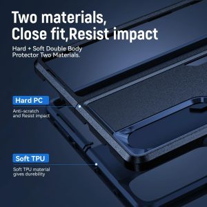 For Samsung Galaxy Z Fold4 5G Shockproof Case With Holder - Pc Tpu - Blue - Image 5