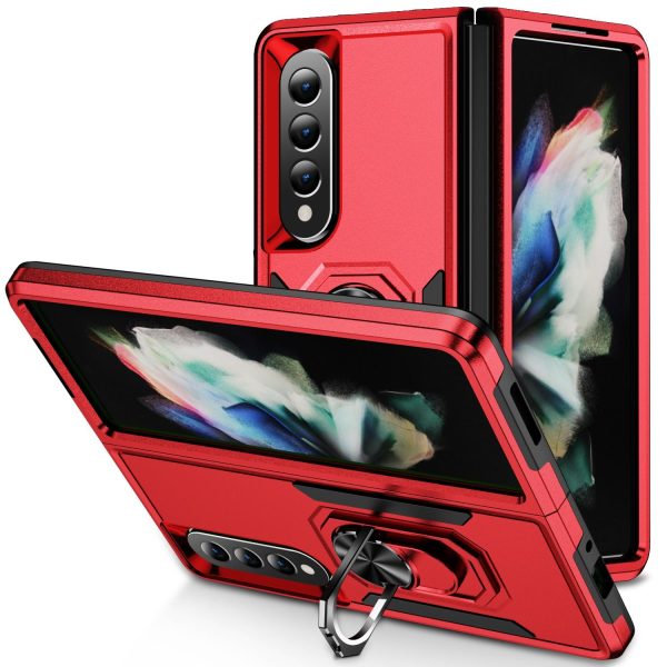 For Samsung Galaxy Z Fold4 5G Shockproof Case With Holder - Pc Tpu - Blue