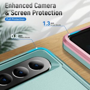 For Samsung Galaxy Z Fold4 5G Shockproof Pc Tpu Case - Green + Pink - Image 9