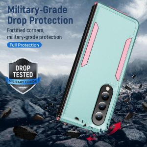 For Samsung Galaxy Z Fold4 5G Shockproof Pc Tpu Case - Green + Pink - Image 11