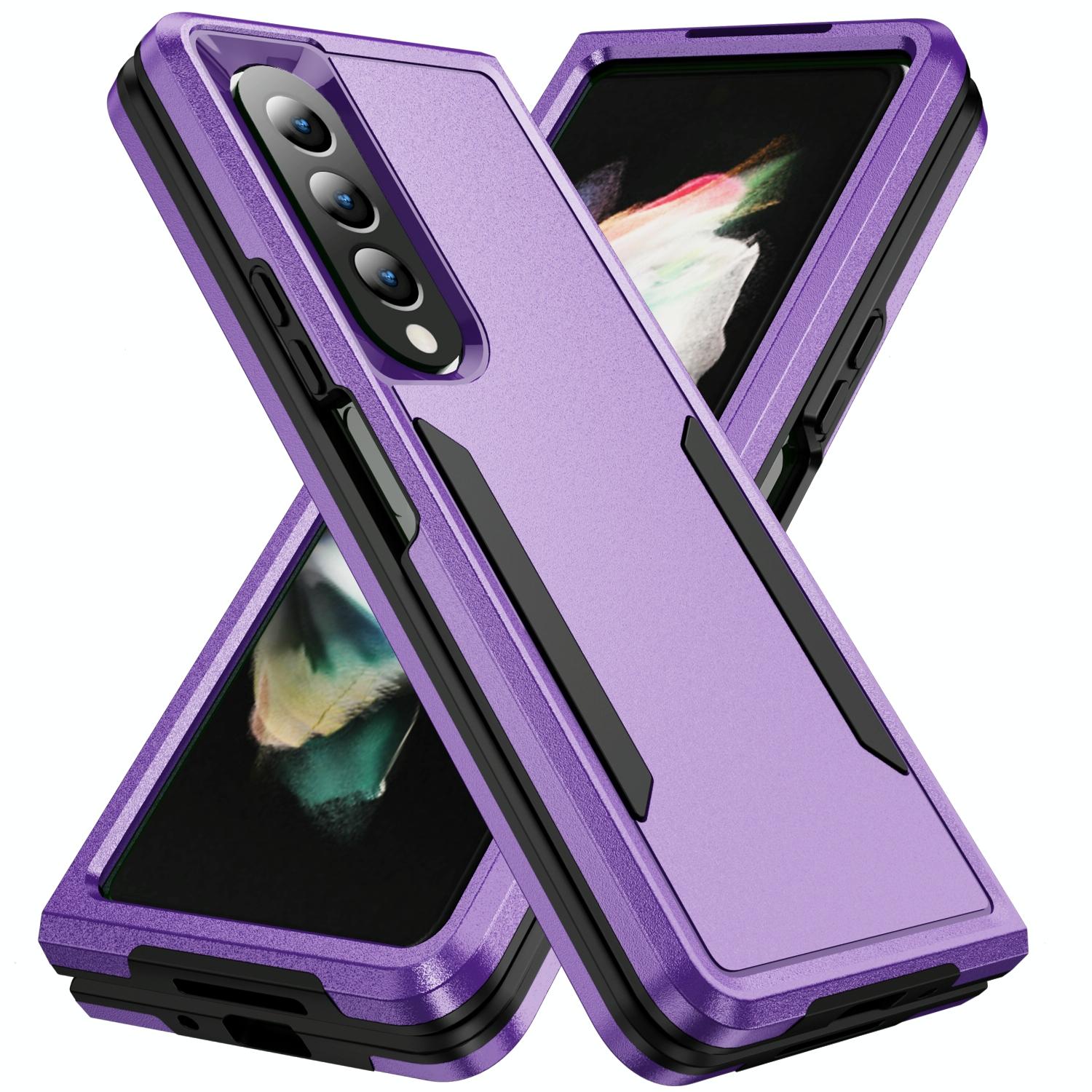 For Samsung Galaxy Z Fold4 5G Shockproof Pc Tpu Case - Green + Pink - Image 14