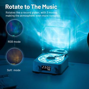 Christmas Green Waves Retro Bluetooth Speaker Clock with Ambient Light Projector - Image 3