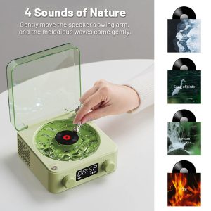 Christmas Green Waves Retro Bluetooth Speaker Clock with Ambient Light Projector - Image 4