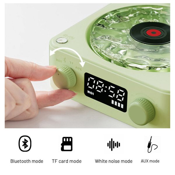 Christmas Green Waves Retro Bluetooth Speaker Clock with Ambient Light Projector