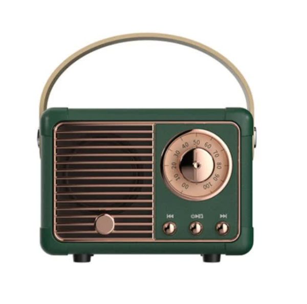 Green Retro Bluetooth Speaker - Portable Mini Wireless Speaker with Vintage Radio Design (Product size: 7x11x5cm)