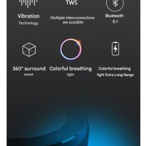 Pink Bone Conduction Vibration Bluetooth Speaker - TWS Stereo, LED, Surface Sound - Image 4