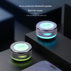 Blue Bone Conduction Vibration Bluetooth Speaker - TWS Stereo, LED, Surface Sound - Image 2