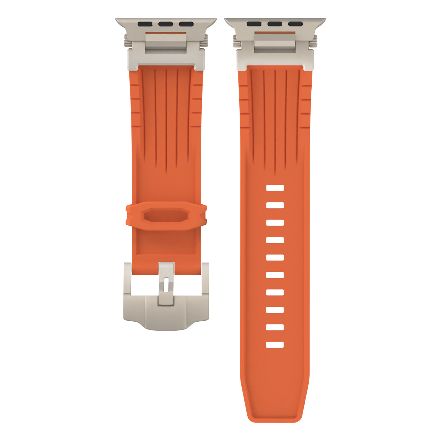 Orange Rugged Tactical Silicone Strap for Apple Watch Ultra & Series - Heavy-Duty Metal Clasp - Image 1